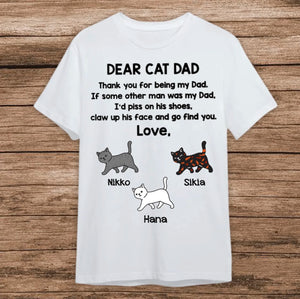 Dear Cat Dad Shirt, Personalized Cat Dad Gift, Custom Father's Day T-Shirt