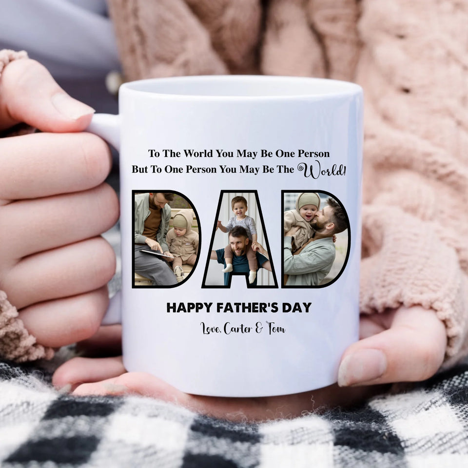 Personalized Dad Pictures Ceramic Mug, Happy Father’s Day Gift for Dad