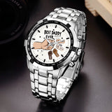 Custom Dad & Child Hands Best Daddy Ever Personalized Alloy Men Quartz Watch, Father's Day Gift for Dad, Grandpa