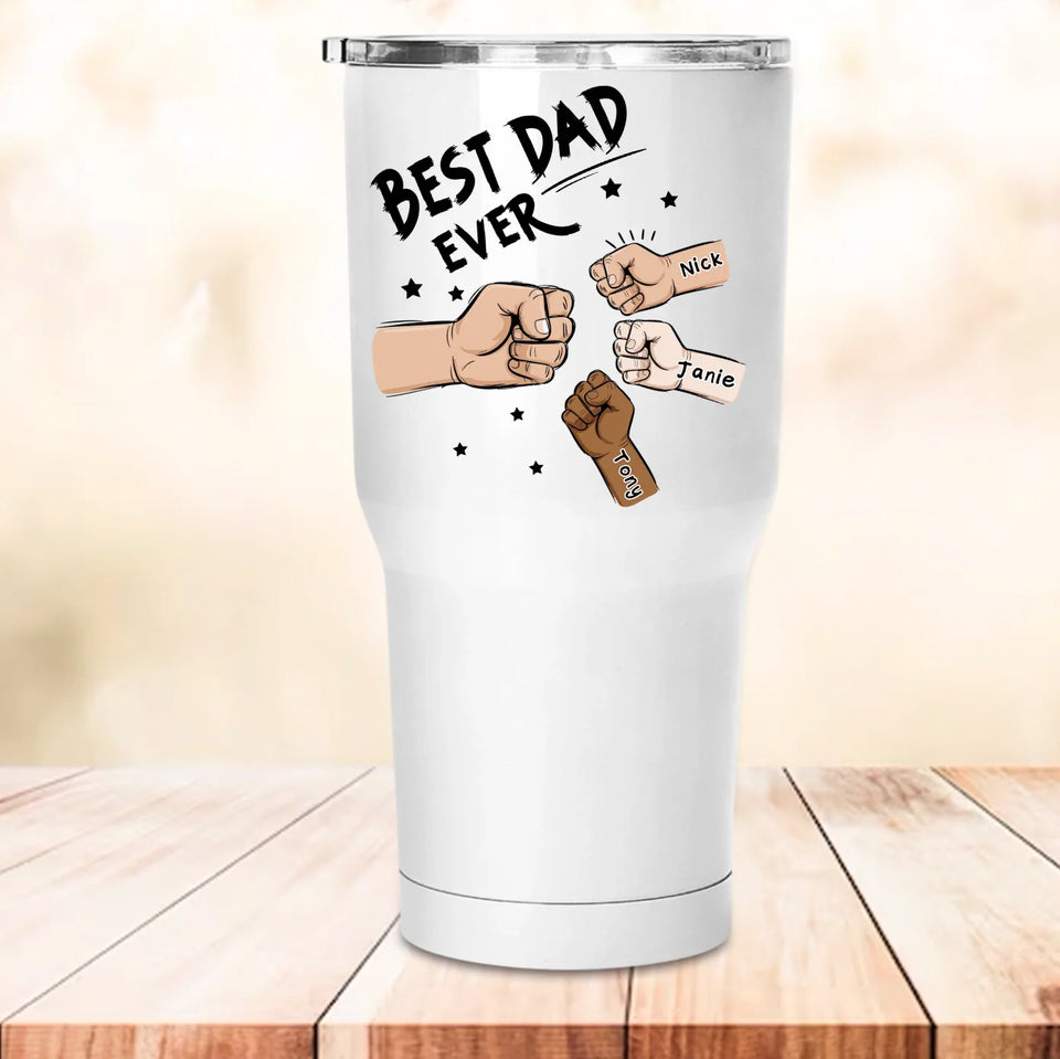 Custom Dad & Child Hands Best Daddy Ever Personalized 30oz Tumbler, Father's Day Gift for Dad, Grandpa