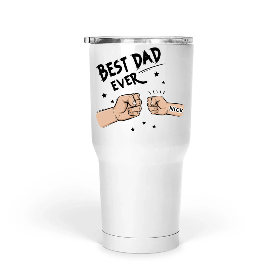 Custom Dad & Child Hands Best Daddy Ever Personalized 30oz Tumbler, Father's Day Gift for Dad, Grandpa