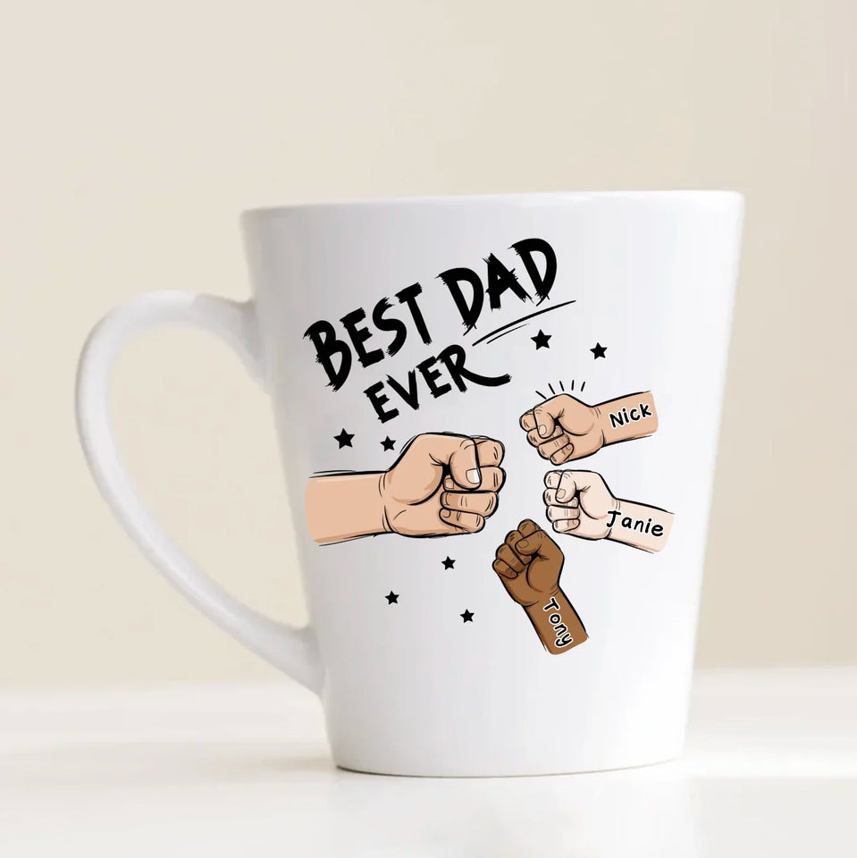 Personalized Dad & Child Hands Best Daddy Ever Latte Mug, Father's Day Gift for Dad, Grandpa