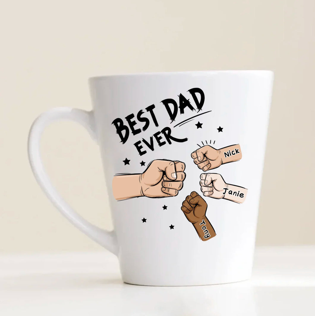 Personalized Dad & Child Hands Best Daddy Ever Latte Mug, Father's Day Gift for Dad, Grandpa