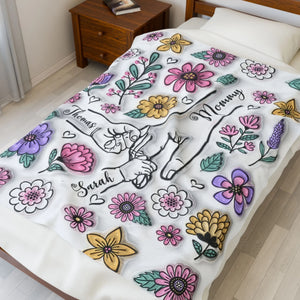 Custom Up to 6 Kids Holding Mom‘s Hand 3D Inflated - Personalized Mom Blanket