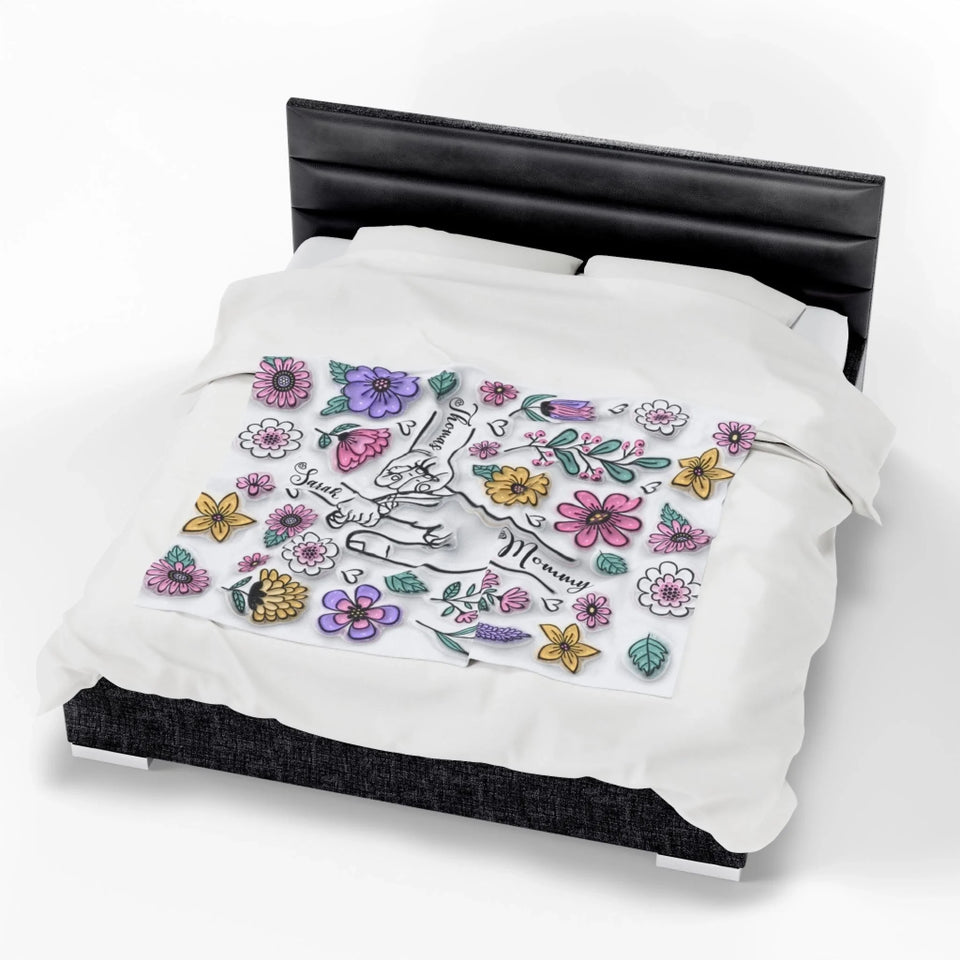 Custom Up to 6 Kids Holding Mom‘s Hand 3D Inflated - Personalized Mom Blanket-5