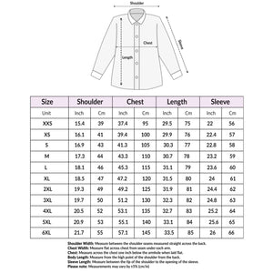 Long Sleeve Long Shirt Size Chart