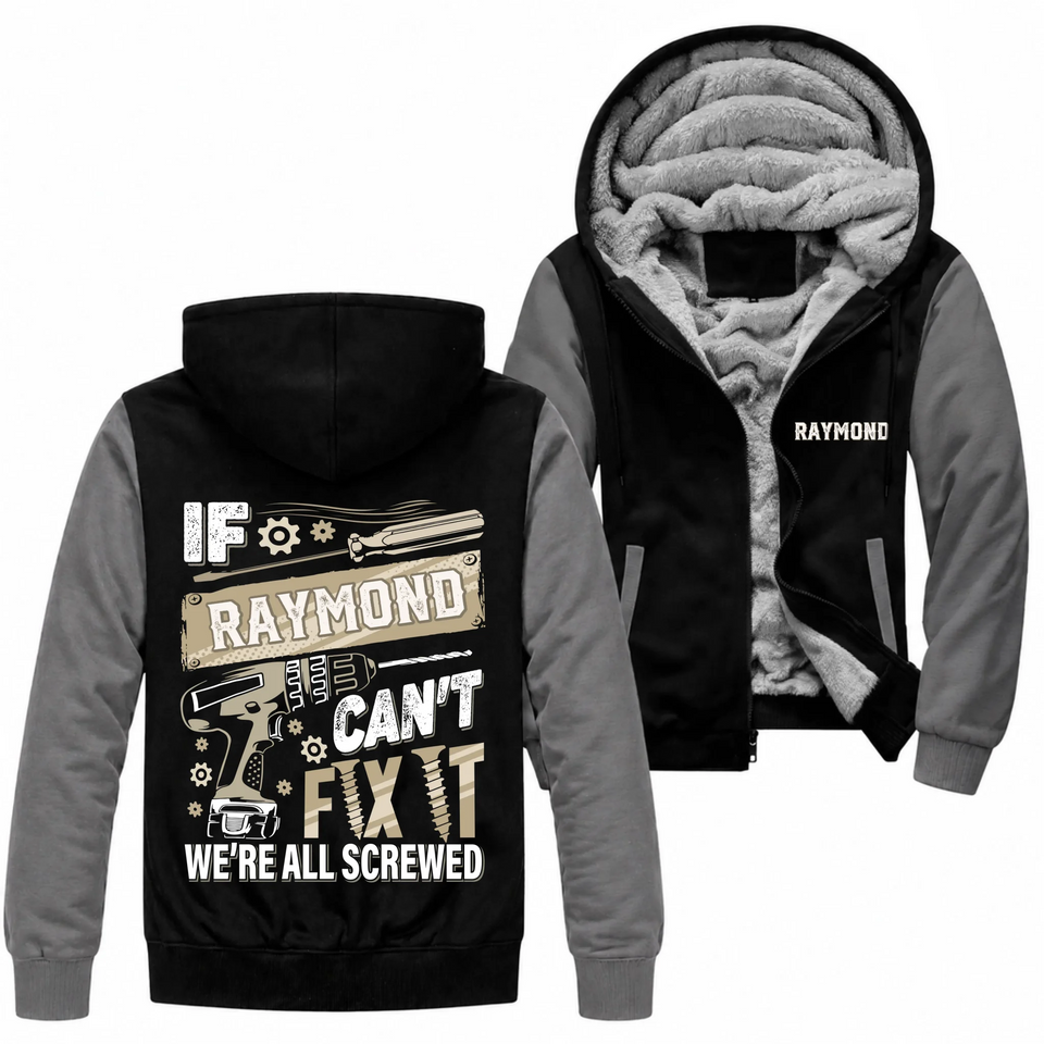 Personalized Name Fleece Zip Hoodie - If Name Can't Fix It