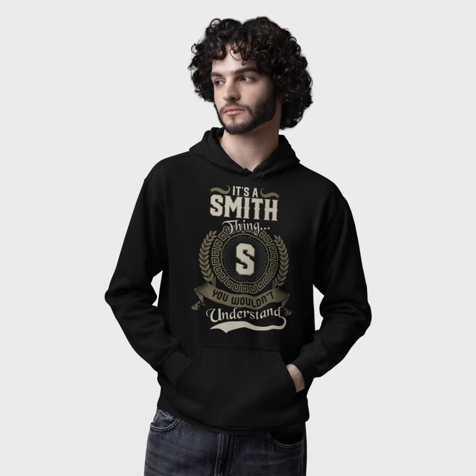 Custom Name and Initial Hoodie - It’s A Name Thing - Vintage Crest Style Front_