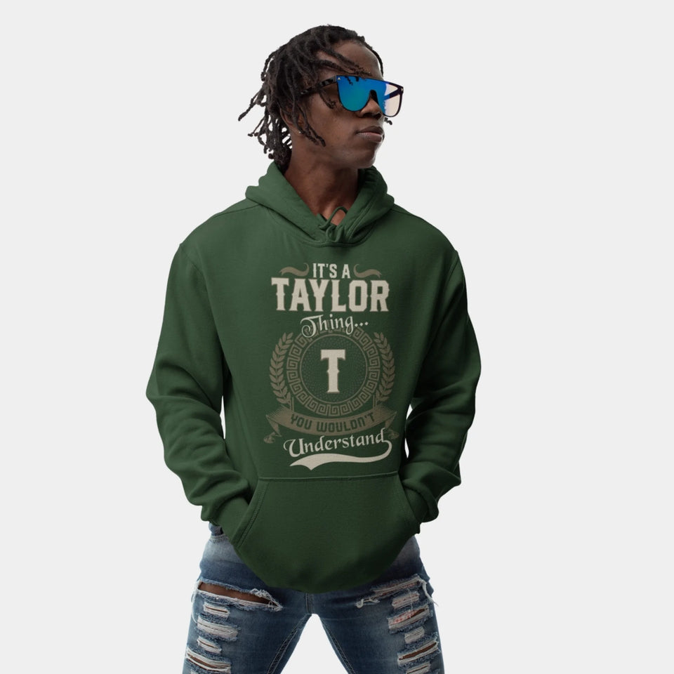 Custom Name and Initial Hoodie - It’s A Name Thing - Vintage Crest Style Front