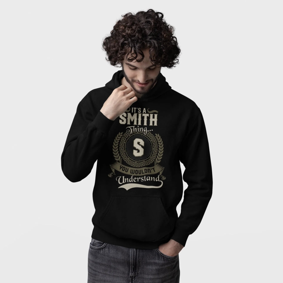 Custom Name and Initial Hoodie - It’s A Name Thing - Vintage Crest Style Front