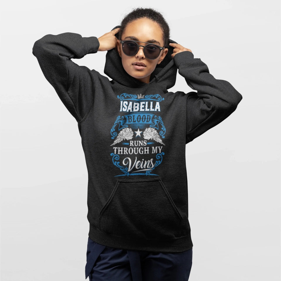 Custom Name Hoodie - Runs Through My Veins - Front-1
