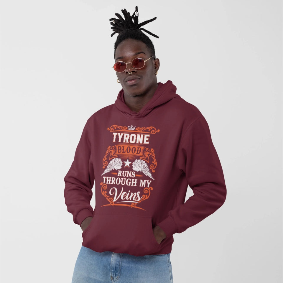 Custom Name Hoodie - Runs Through My Veins - Front-1