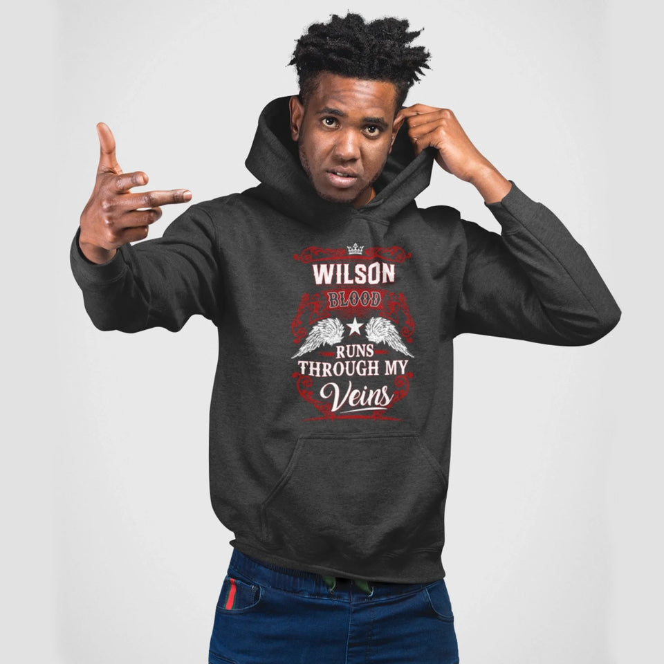 Custom Name Hoodie - Runs Through My Veins - Front