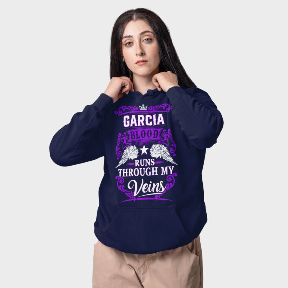 Custom Name Hoodie - Runs Through My Veins - Front