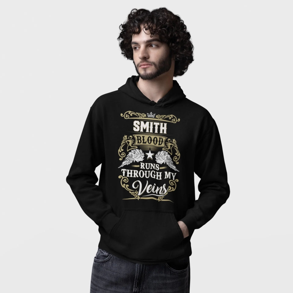 Custom Name Hoodie - Runs Through My Veins - Front