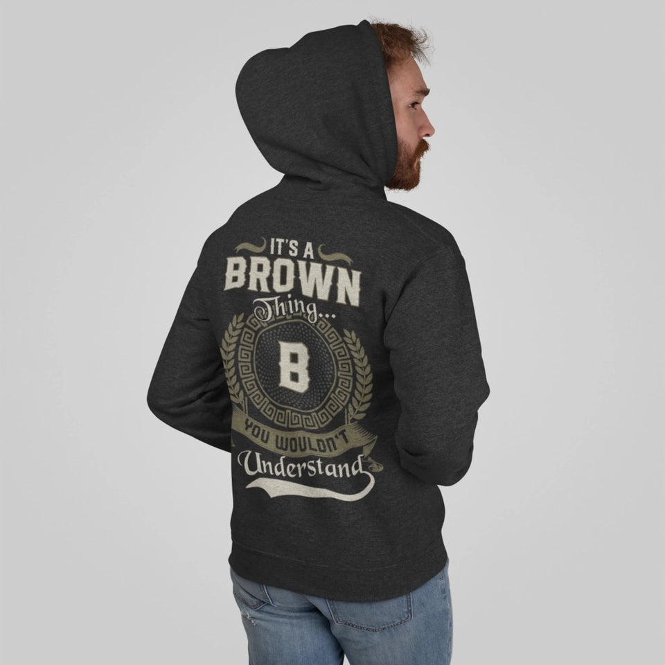 Custom Name Full-Zip Hoodie with Initial - It’s A Name Thing - Vintage Crest Style-1