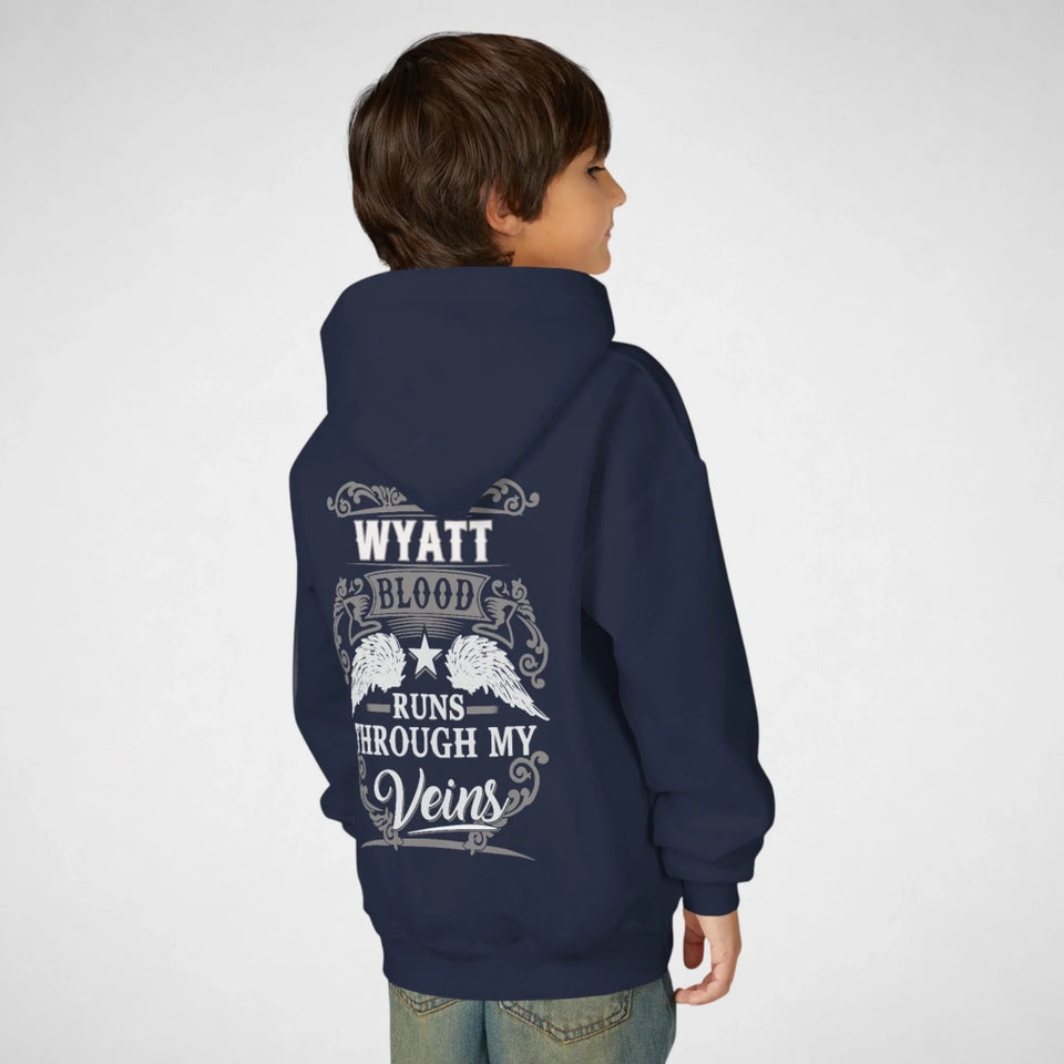Personalized Name Youth Hoodie - Runs Through My Veins-2