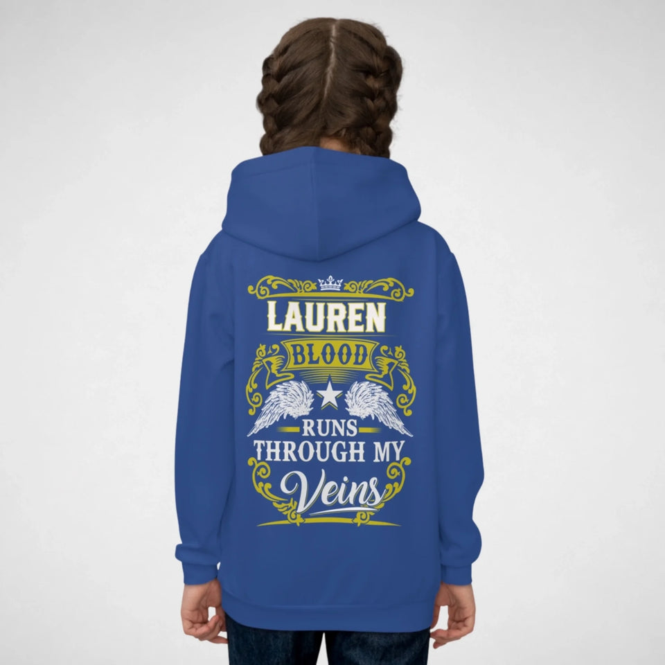 Personalized Name Youth Hoodie - Runs Through My Veins-4