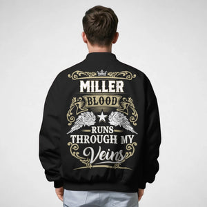 Personalized Name Bomber Jacket - Runs Through My Veins