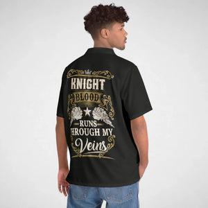 Custom Name Button-Up Shirt - Runs Through My Veins-bac+fr