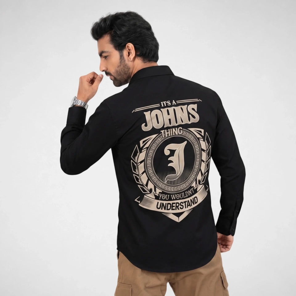 Custom Name Long Sleeve Button Shirt - It's A Name Thing - Crest Style1