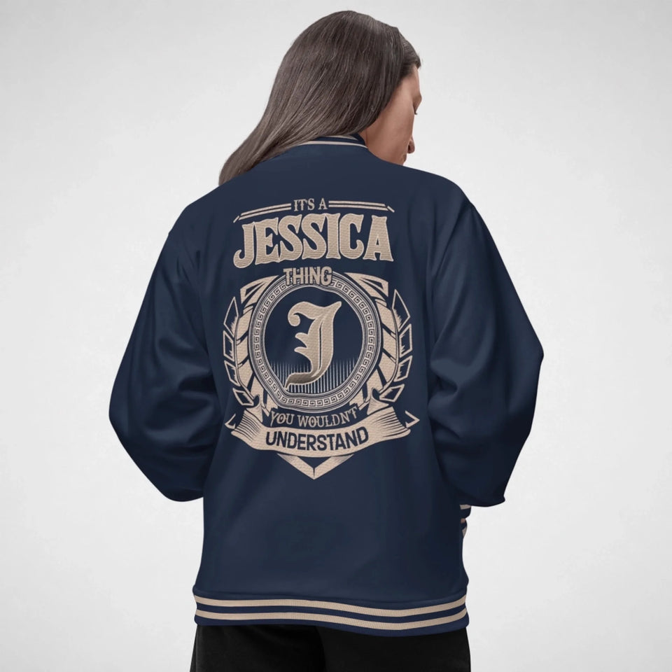 Personalized Name Baseball Jacket with Initial - It’s A Name Thing - Crest Style