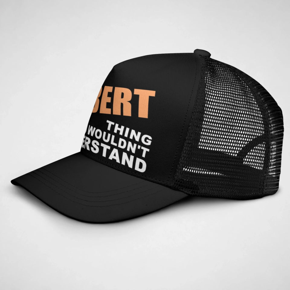 Custom Name Mesh Trucker Cap - It's A Name Thing - Bold Typography-3
