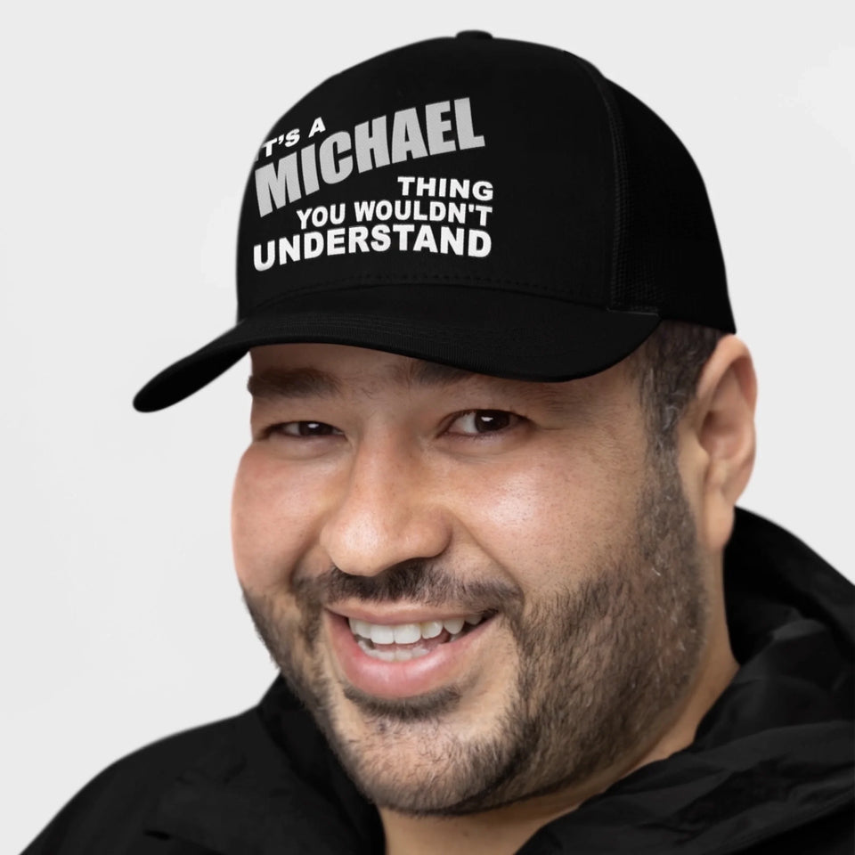 Custom Name Mesh Trucker Cap - It's A Name Thing - Bold Typography1