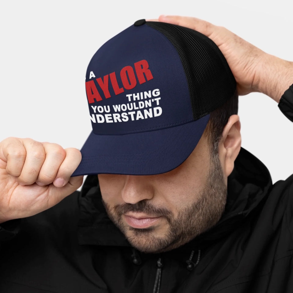 Custom Name Mesh Trucker Cap - It's A Name Thing - Bold Typography