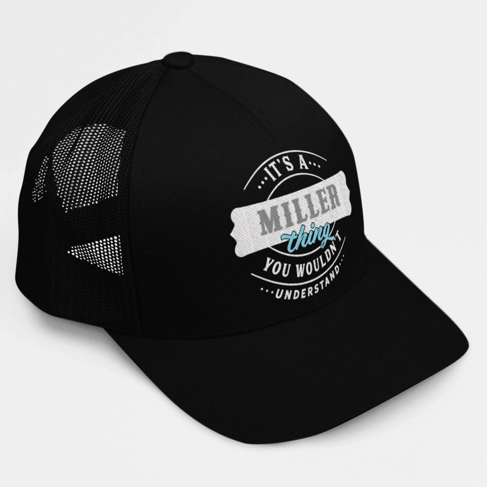 Personalized Name Mesh Trucker Cap - It's A Name Thing - Vintage Badge Typography