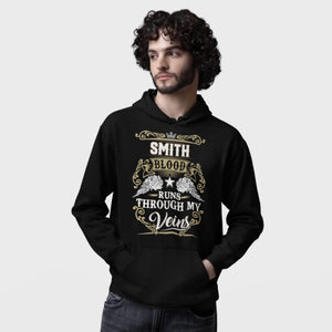 Custom Name Hoodie - Runs Through My Veins (Front Print)-3