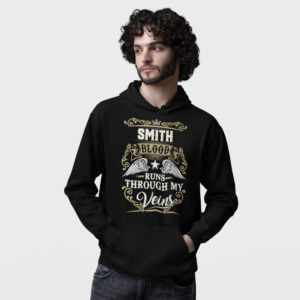 Custom Name Hoodie - Runs Through My Veins - Front