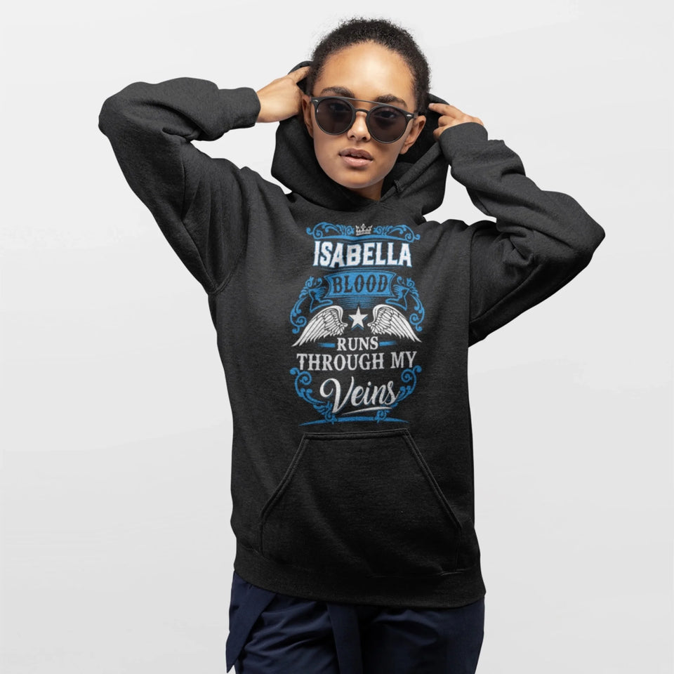 Custom Name Hoodie - Runs Through My Veins - Front-1