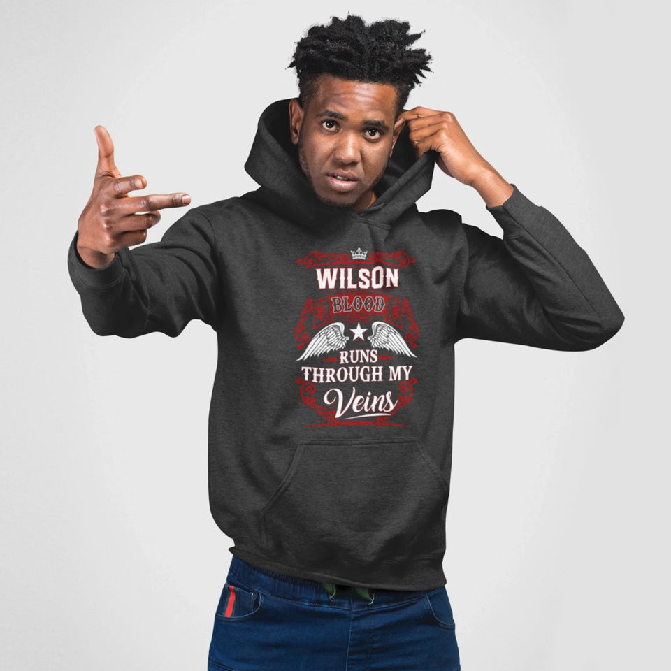 Custom Name Hoodie - Runs Through My Veins - Front