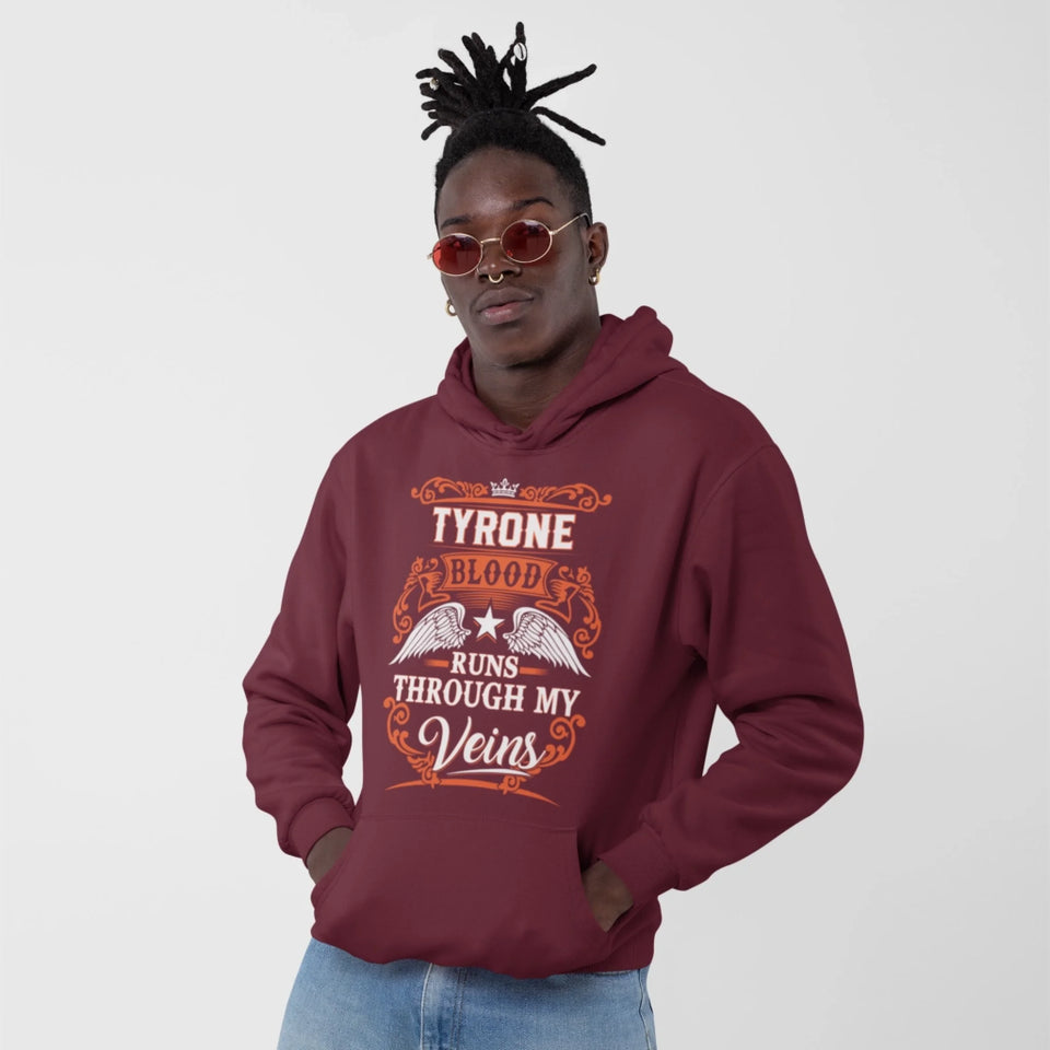 Custom Name Hoodie - Runs Through My Veins - Front-1