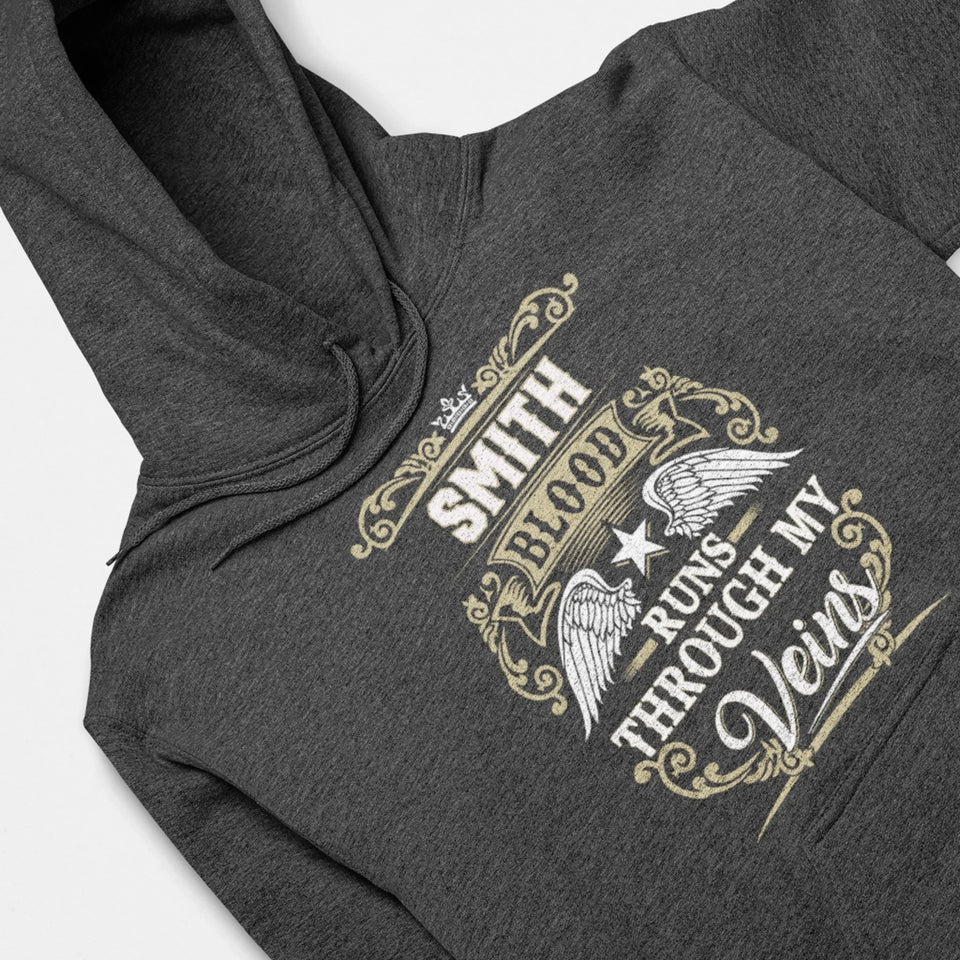Custom Name Hoodie - Runs Through My Veins (Front Print)-3