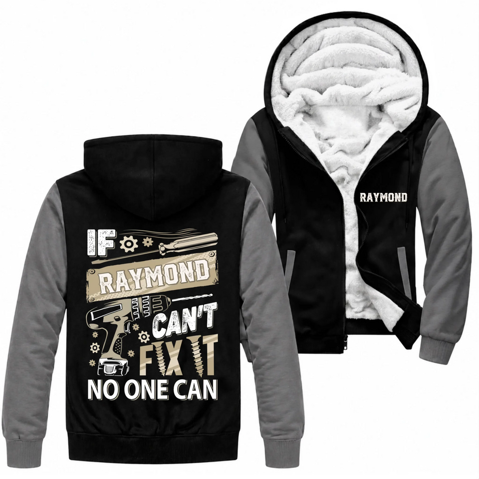 Personalized Name Fleece Zip Hoodie - If Name Can't Fix It