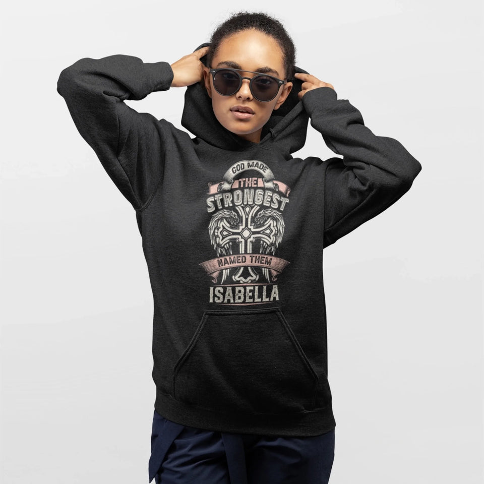 Custom Name Hoodie - God Made The Strongest and Named Them - Cross Front-4