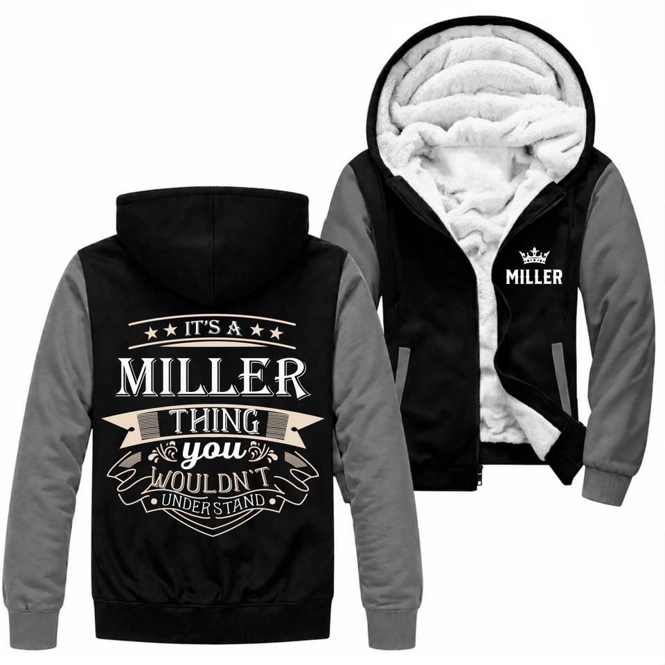 Personalized Name Fleece Zip Hoodie - It’s A Name Thing - Vintage Typography