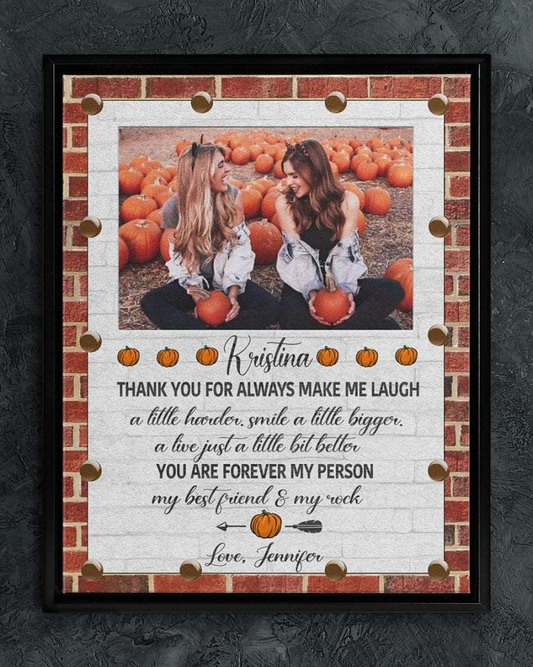 Best Friend Gift Fall Season Personalized Canvas Wall Art, Bestie Gift Canvas, BFF Gift Canvas, Friendship Fall Season Canvas
