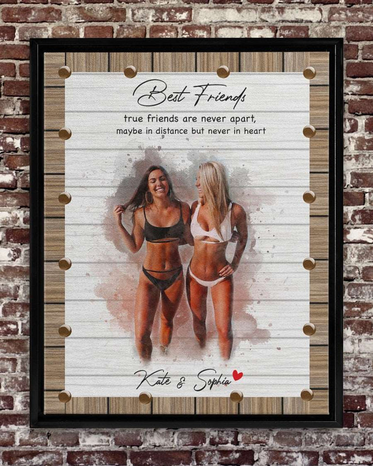 Best Friend Gift Personalized Canvas Wall Art, Bestie Canvas, BFF Gift Canvas, Friendship Watercolor Canvas