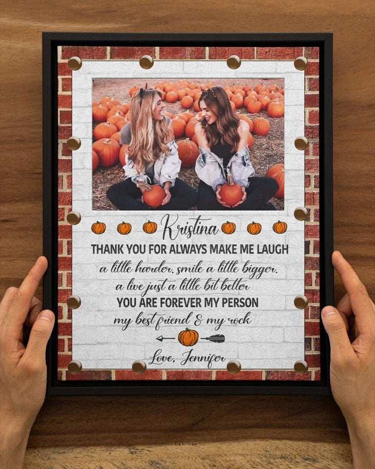 Best Friend Gift Fall Season Personalized Canvas Wall Art, Bestie Gift Canvas, BFF Gift Canvas, Friendship Fall Season Canvas