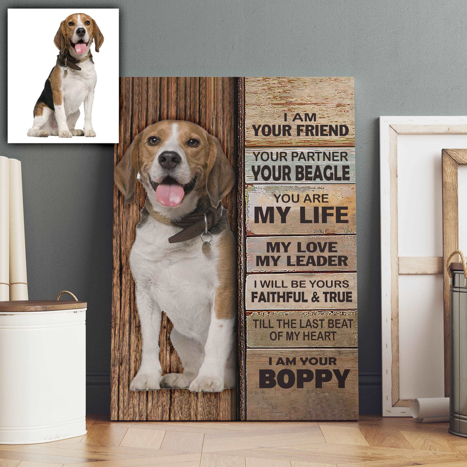 Beagle Dog Premium Wall Art Canvas, Dog Mom Gift, Dog Dad Gift, Pet Owner Gifts, Custom Dog Portrait Canvas