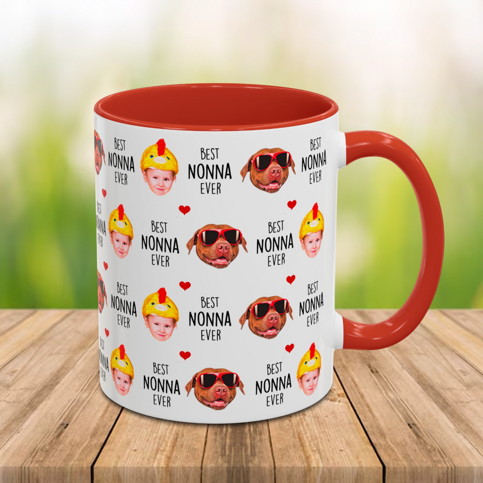 Best Grandma Ever Accent Mug – Custom Baby Face Photo Coffee Cup – Mother's Day Gift for Grandma