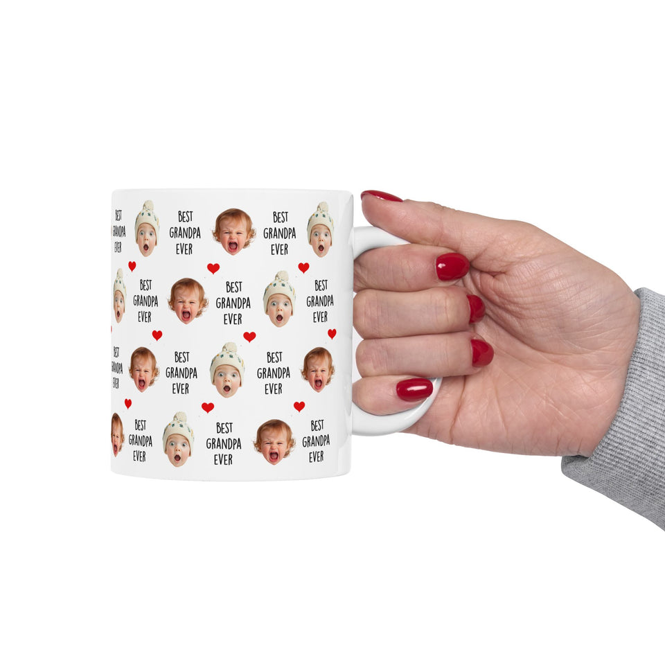 Best Grandpa Ever Mug – Custom Photo Mug with Baby Face – Father's Day Gift for Grandpa