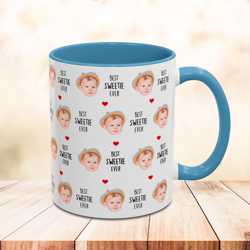 Best Grandma Ever Accent Mug – Custom Baby Face Photo Coffee Cup – Mother's Day Gift for Grandma