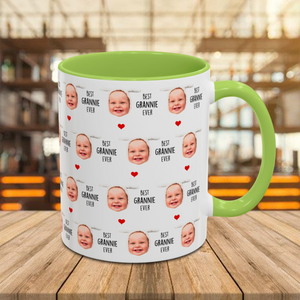 Best Grandma Ever Accent Mug – Custom Baby Face Photo Coffee Cup – Mother's Day Gift for Grandma