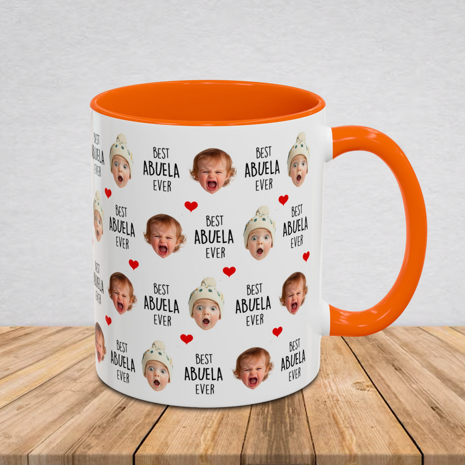 Best Grandma Ever Accent Mug – Custom Baby Face Photo Coffee Cup – Mother's Day Gift for Grandma