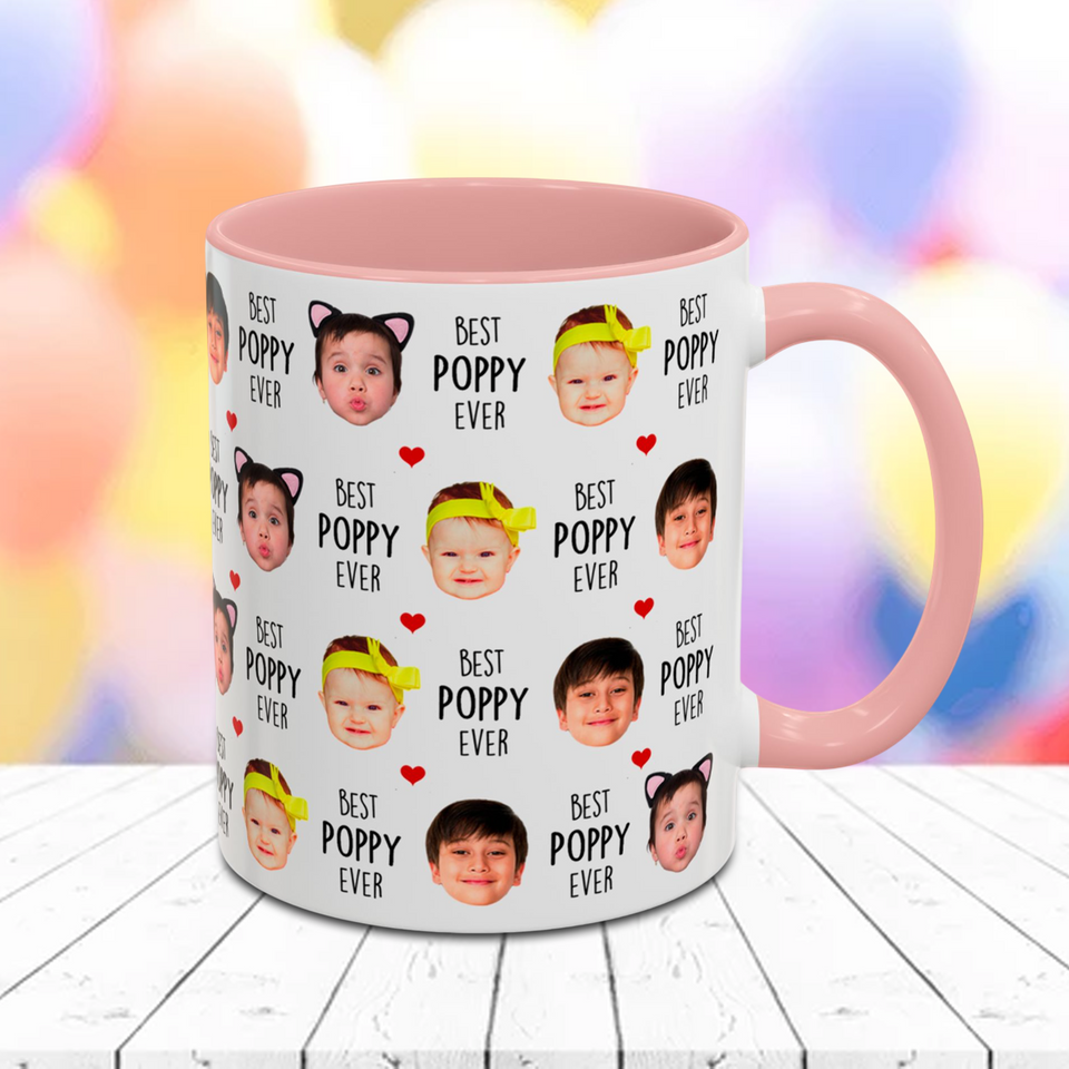 Best Grandpa Ever Accent Mug – Custom Baby Face Photo Coffee Cup – Father's Day Gift for Grandpa