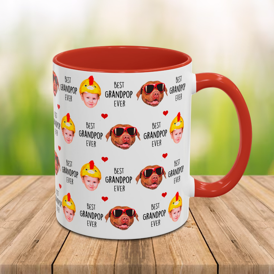 Best Grandpa Ever Accent Mug – Custom Baby Face Photo Coffee Cup – Father's Day Gift for Grandpa